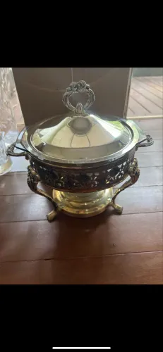 Rechaud Royal Gallery Grand Buffet - Prata com Vidro Original e Tampa 