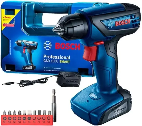 Furadeira Parafusadeira Bosch A Bateria Gsr 1000 Smart Cor Azul