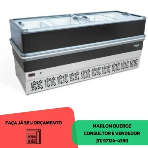 Ilha De Congelados Polar Dupla Ação Vidro Reto 2m