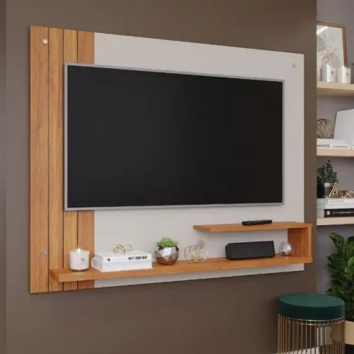 Painel Dunas Permóbili: Elegância Moderna para TVs até 50? em off white/Nature