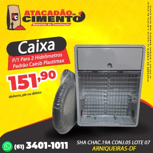 Caixa P/1 Para 2 Hidrômetros Padrão Caesb Plastimax