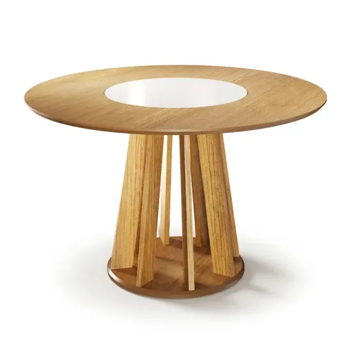 Mesa de Jantar com Prato Giratório 1.35x1.35 m Cinamomo/Off rf22