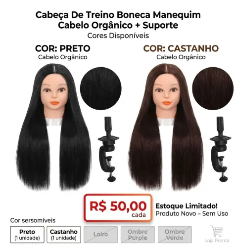 Cabeça de boneca para treino com suporte