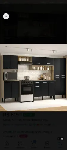 Cozinha Completa Arizona Plus Com Armário E Balcão Carraro Cor Carvalho/Preto