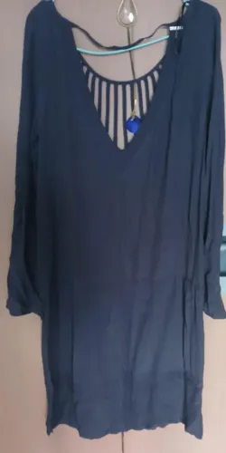 Vestido azul marinho  de amarrar na cintura