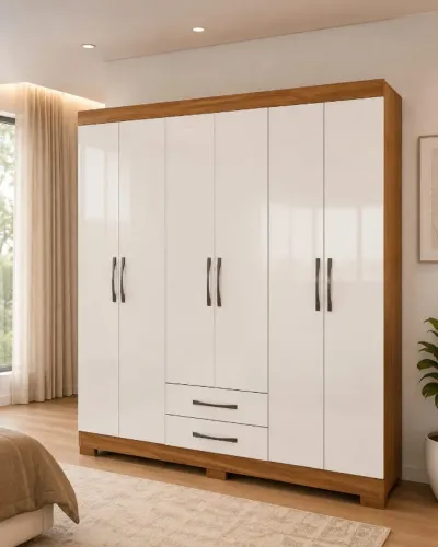 Roupeiro Guarda roupa 6 portas 2 gavetas Móveis de Fábrica