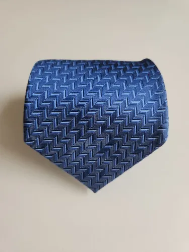 Gravata azul de seda grossa Alberto gentleman 