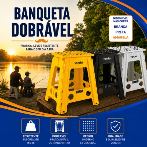 Banqueta Plástica Dobrável 45cm de altura