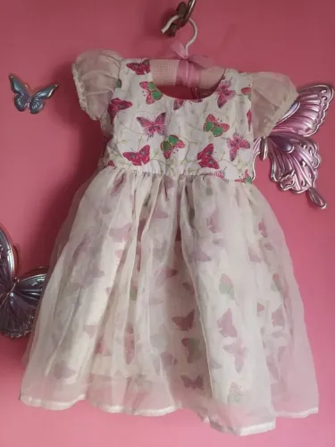 Vestido infantil luxo borboletas 1 a 2 anos