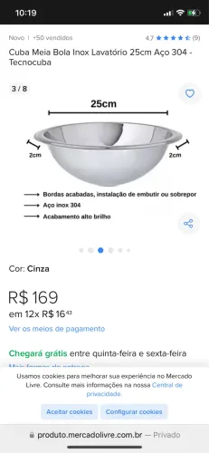 Cuba Tramontina 25cm Inox Redonda nova