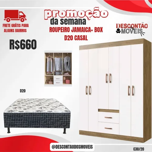 Guarda Roupa Jamaica com Cama Box D20