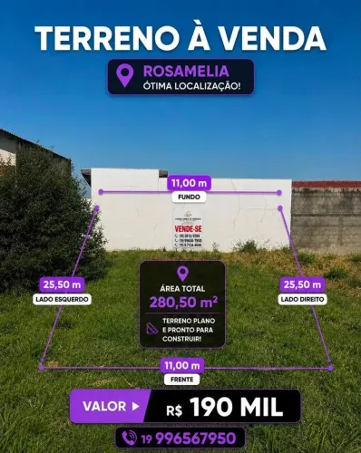Terreno residencial/comercial no Rosamelia, em Cosmópolis-SP.