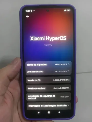 Xiaomi Note 12, 128g, funcionando tudo, película, capinha e cabo, procedência.