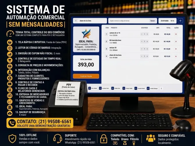 Sistema PDV sem Mensalidade.