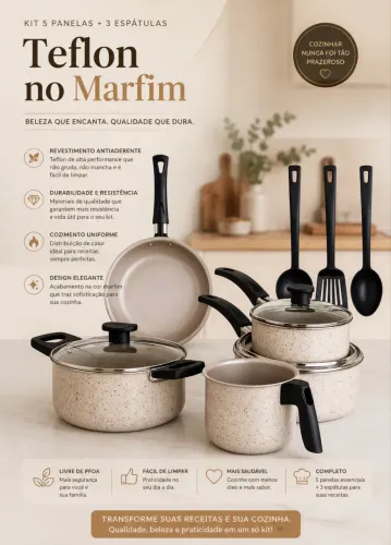 KIT 5 PANELAS TEFLON + 3 ESPÁTULAS