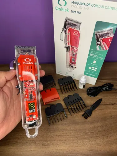 Máquina de Cortar Cabelo Vermelha sem Fio ON-MA301 Onistek an4