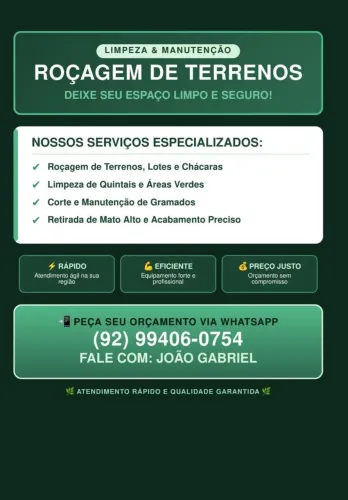 Trabalho com limpeza de terreno 