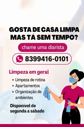 Diarista/Faxineira - Limpeza e Organização