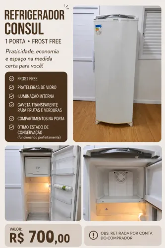 Geladeira, máquina de lavar e box baú
