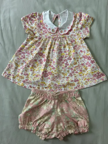 Conjunto milon bebe menina vestido e tapa fralda tamanho g de 9 a 12 meses novo 