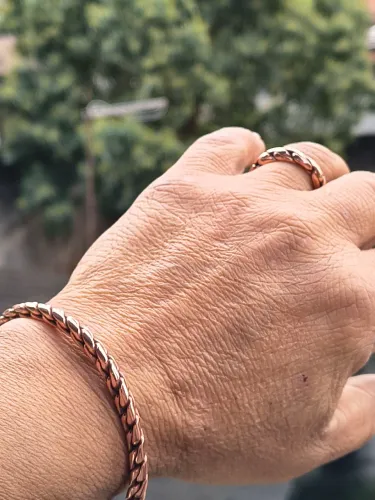 Kit anel e bracelete de cobre puro