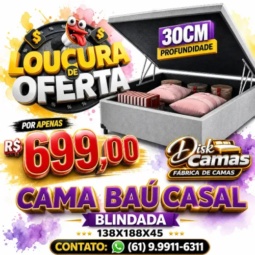 Cama Box Baú Casal 138x188x45 Diversas Cores e Tamanhos - a partir de R$699,00