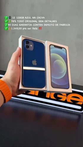iPhone 12 128gb azul na caixa bateria 78% todo original sem detalhes