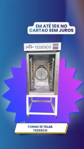 Forno de padaria turbo gás ou turbo elétrico Tedesco para 10 telas em até 10x sem juros