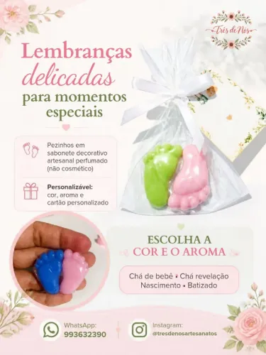 Sabonetes para lembrancinhas de chá de Bebê, chá Revelação, casamentos e outros