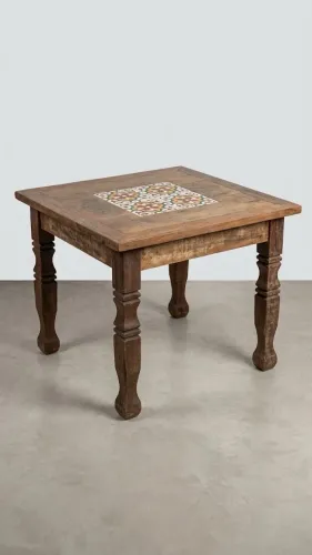 Mesa madeira demolição com azulejo
