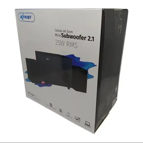 Caixa De Som Mini Subwoofer 2.1 Knup KP-RO809 25W RMS Som Para PC Notebook TV