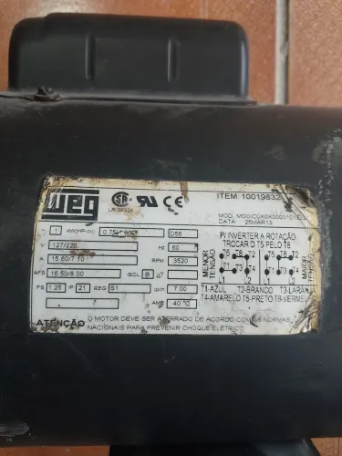 Motor weg 1cv monofásico