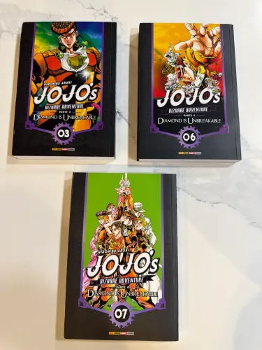 Kit mangá jojos bizarre adventure parte 4 diamond is unbreakable volume 03, 06 e 07