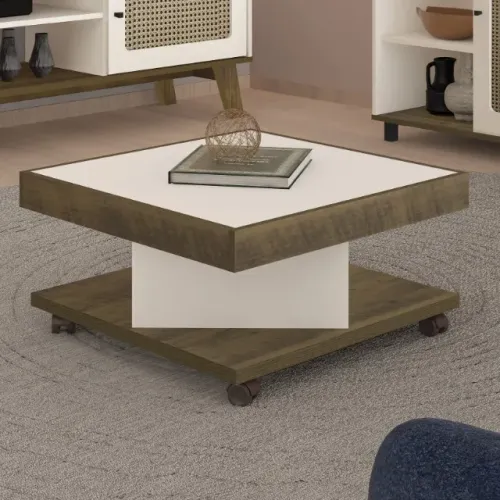 Mesa de Centro para Sala e Recepção com Rodízios Saara + Nova + Pronta Entrega