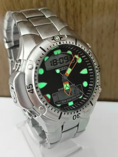 Citizen Aqualand Jp 1060 preto original pulseira aço
