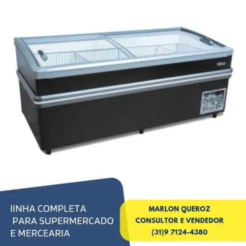 Ilha de Congelados 2M Vidro Curvo Polar Novo