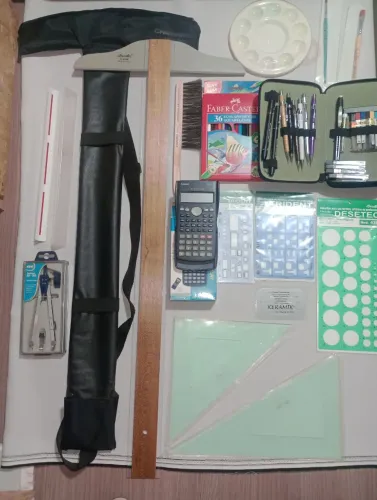 Kit Completo de Desenho Técnico e Arquitetura - Trident, Desetec, Pentel e Cis
