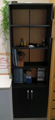 Estante / Livreiro Preto com Portas - Ótimo para Escritório e Home Office
