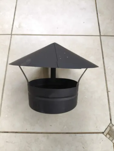 Chapéu Chinês Chaminé 150mm Preto com Cano, Curva e Colarinho para Lareira