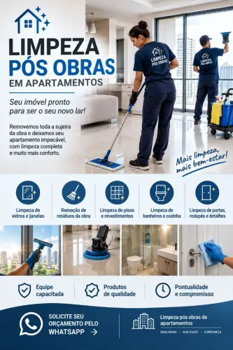 LIMPEZA PÓS-OBRA EM APARTAMENTOS - SÃO PAULO | ORÇAMENTO PELO WHATSAPP