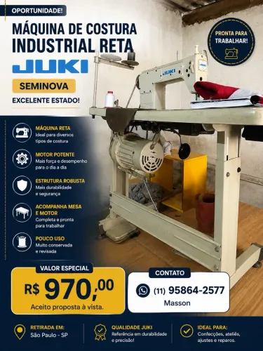 JUKI - Máquina de Costura Industrial Reta | Excelente Estado
