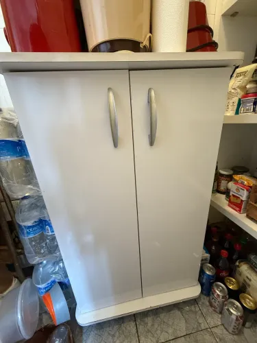 Móvel organizador branco em MDF usado 