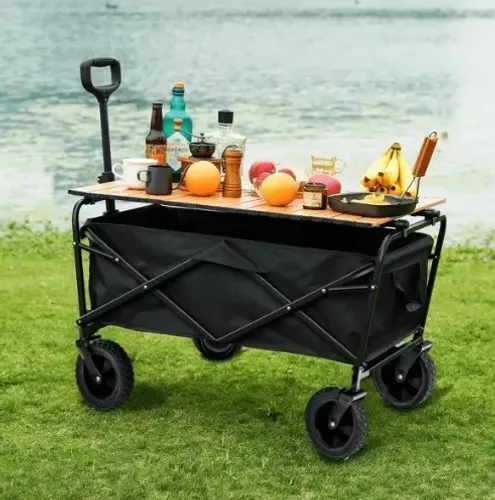 Carrinho Multiuso Para Camping 100kg Dobrável Preto