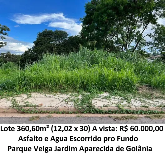 Leia a descrição: Lote 360,60m² (Asfalto e Agua) Parque Veiga Jardim