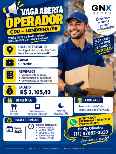 AJUDANTE DE ARMAZÉM | LONDRINA/PR | BRF | GNX GROUP