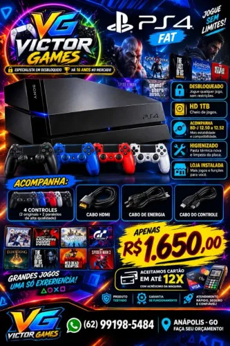 PlayStation 4 Fat 1TB 4 controles/Jogos/Loja/Revisado/Higienizado