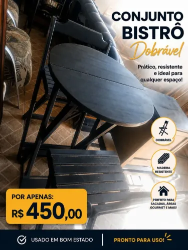 Conjunto bistrô dobrável