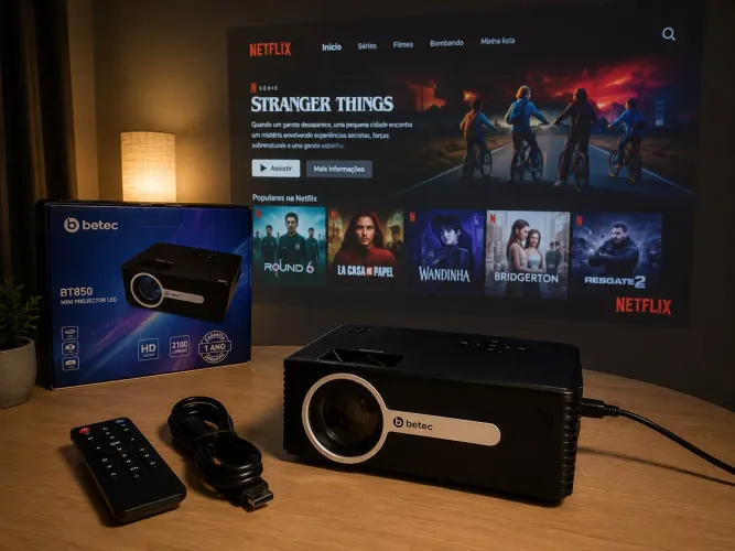Transforme Sua Parede em um Cinema! Projetor Betec BT850 HD