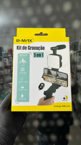 Kit de Gravação 5 em 1 com Tripé, LED e Microfone P2