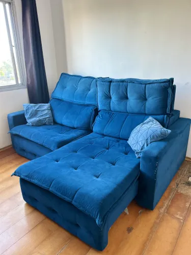 Sofá Retrátil e Reclinável | 2,30m | Suede Azul